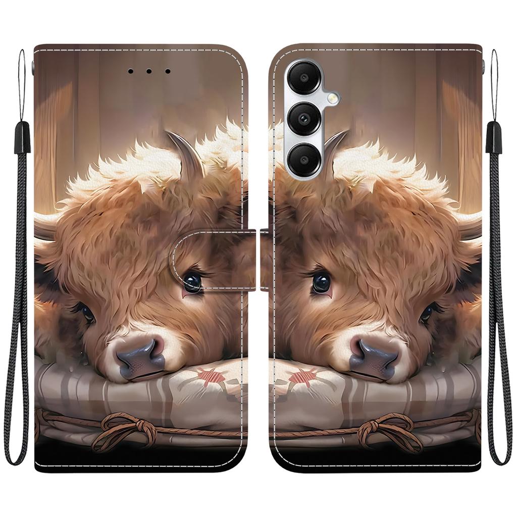 Handgefertigte PU-Leder-Flip-Hülle für Samsung Galaxy A05s (A057F/A057M/A057G)- Rutschfeste Stoßfeste Hülle mit Handschlaufe & Herz/Rose Katze Designs