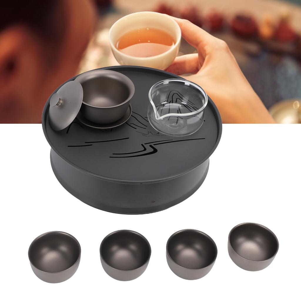 Outdoor Camping Tea Set Multifunctional Lightweight Portable Pure Ti Camping Tea Brewing Cup Set
