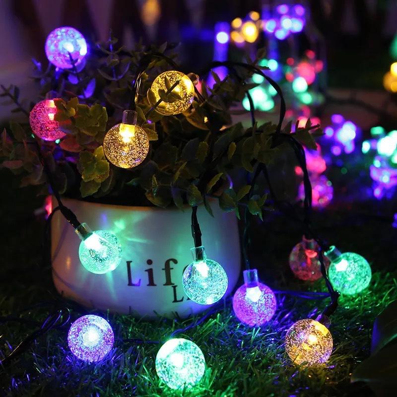 LED Solar-Powered Crystal Ball Fairy String Lights for Outdoor Christmas Decor