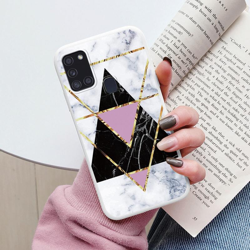 Case For Samsung Galaxy A21S Back Cover Protective Silicone Fundas Fashion Marble Stone Texture Coque For Samsung A21S Capa