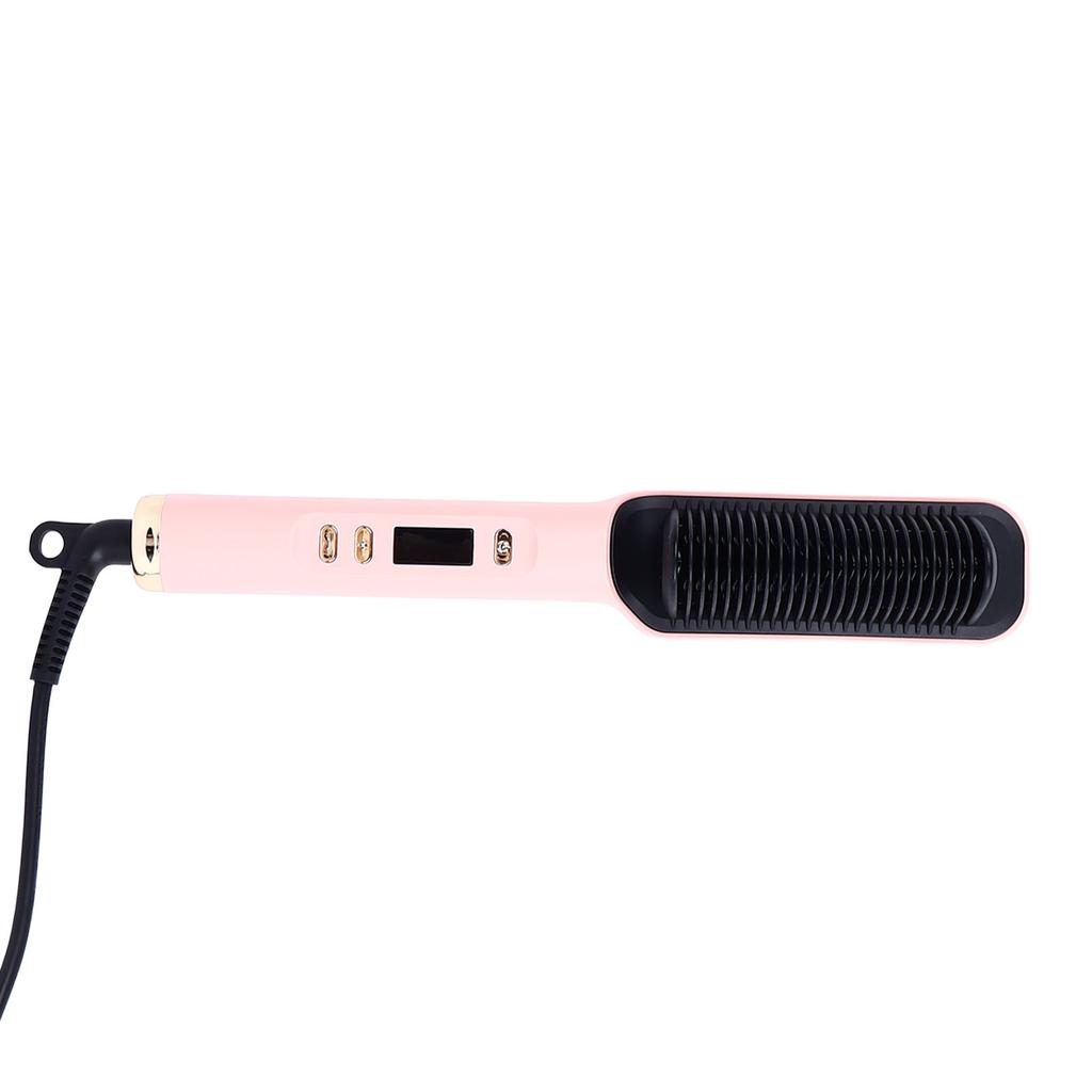 Straight Curly Hair Iron 2 Purpose Electric Curling Comb Negative Ion Straightener Styling Tool Pink