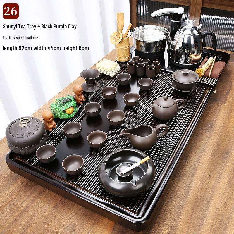 Jiakangming Automatic Gongfu Tea Set with Integrated Kettle & Wooden Tray