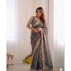 Saree elegant din mătase moale, 5 culori, cu 1000 de Butti și Bordură din Dantelă – Colecție Elegantă Tradițională pentru Petreceri