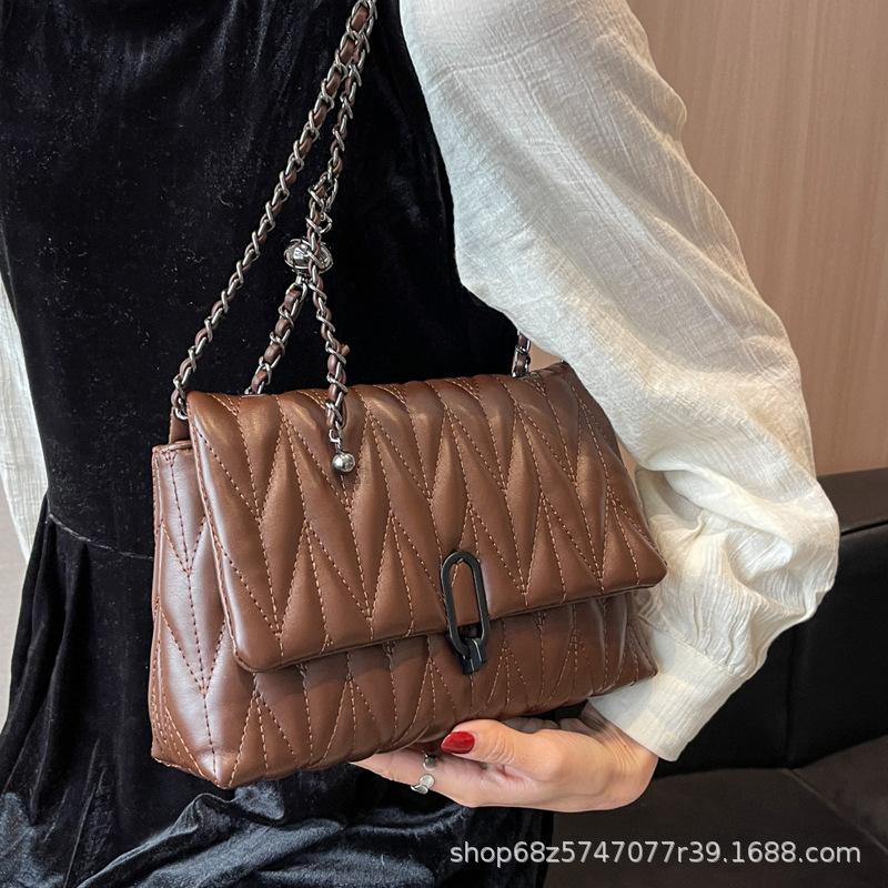Premium Sense Bag Women's 2025 New Trendy Rhombus Fashion Texture Shoulder Bag Internet Celebrity Foreign Style Niche Messenger Women's Bag