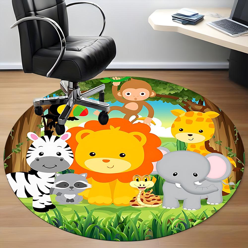 1pc Jungle Animals Chair Carpet for Office, Soft Flannel Throw Mat, Perfect for Office,Holiday Party Decoration Choice yy251113150