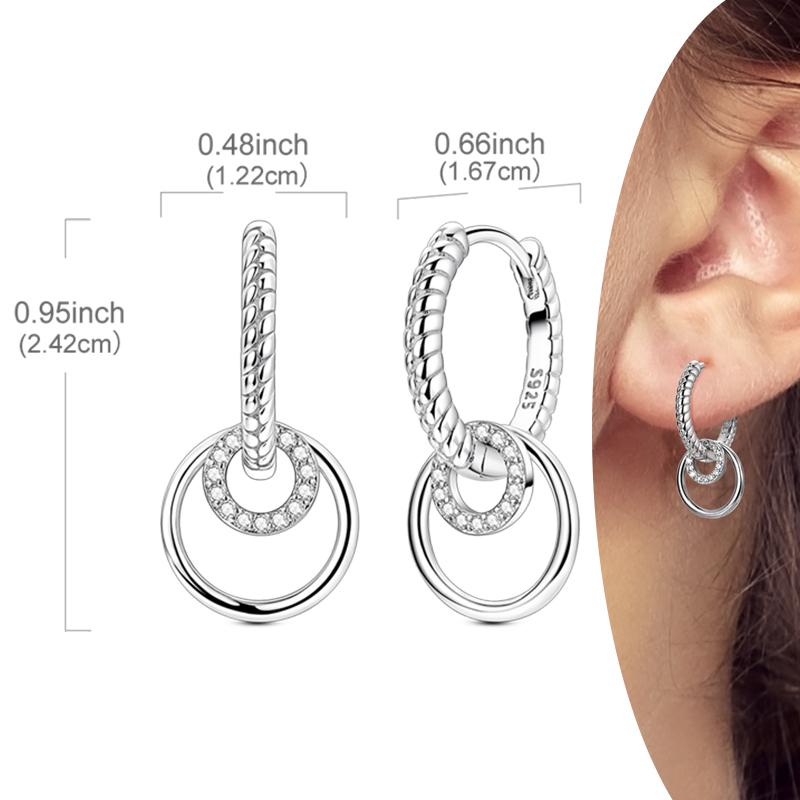 New 925 Silver Hoops Earrings For Woman Starlight Crystal Hoop Coil Earrings Eardrop With Zircon Fashion Jewelry Girls