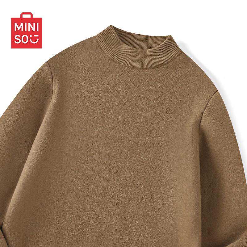 MINISO Men's Fleece Lined Half Turtleneck Sweater
