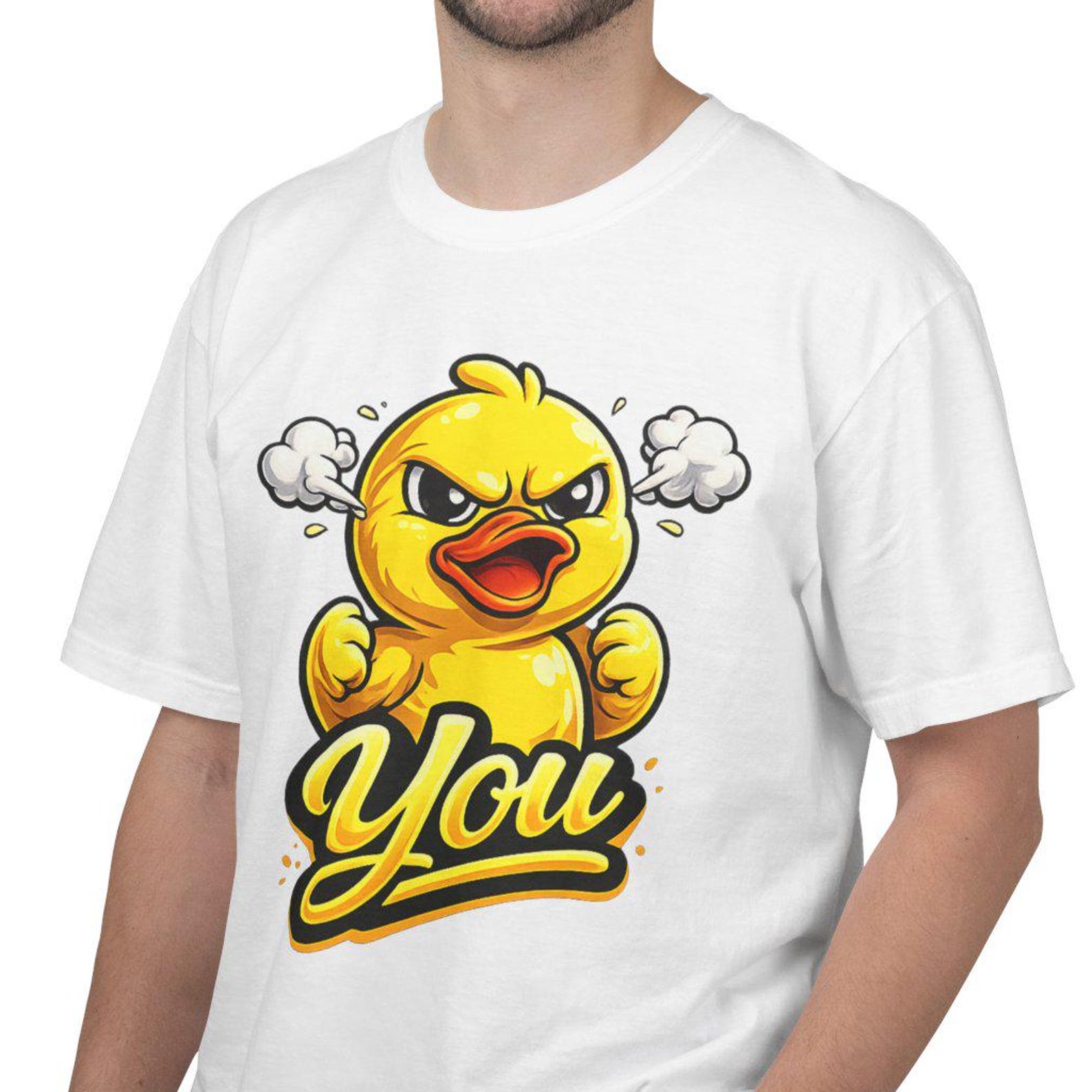 Angry Cartoon Duck You T-shirt | Yellow Duck Graphic Tee 4XL