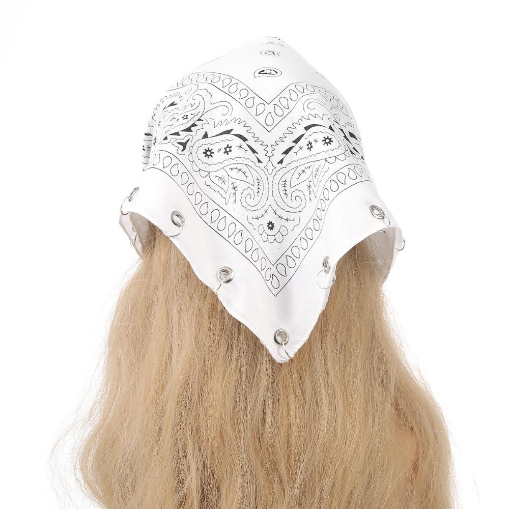 Printing Pattern Headband Scarf Hollow Ring Scarf Headwear Retro Hair Accessories Women Men белый