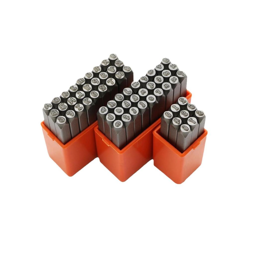 63-Piece 3mm Steel Number & Letter Stamp Set: Art Font, Uppercase & Lowercase