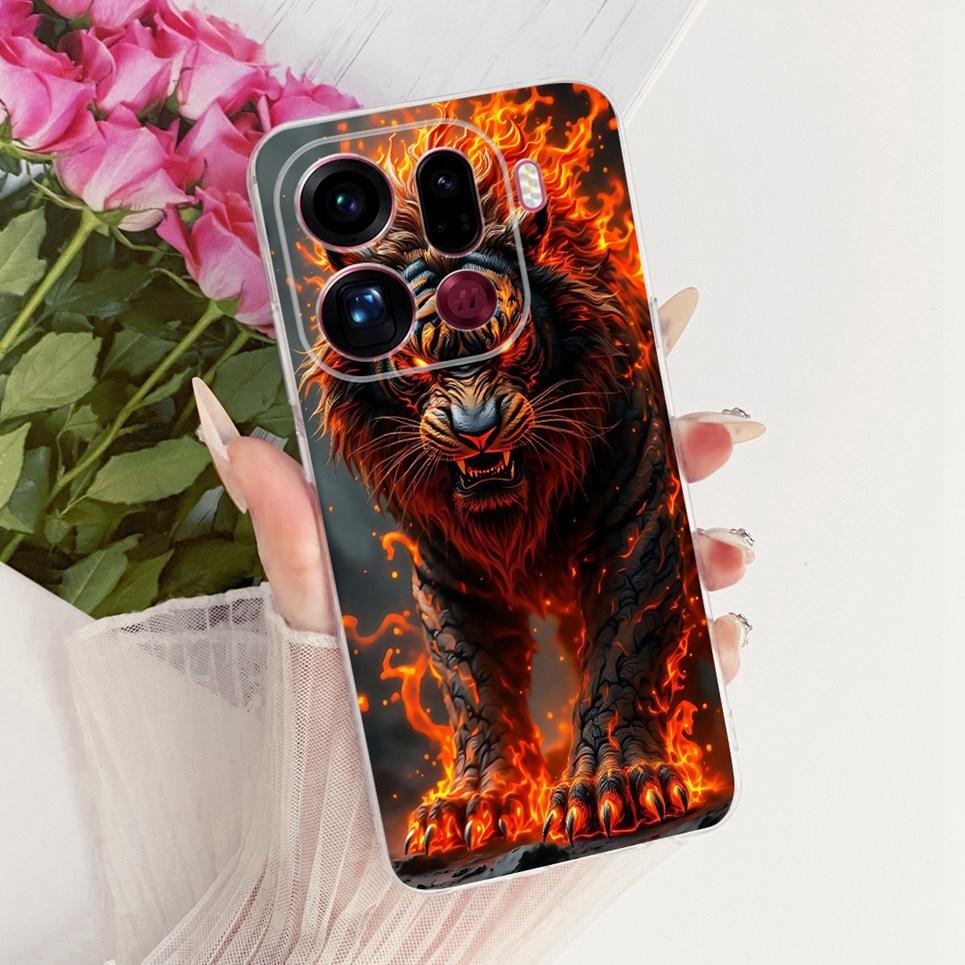 For Oppo Find X9 X9Pro Phone Case On Oppo Find X9 Pro Casing Cool Dragon Lion Tiger Cartoon Back Cover Clear Soft Silicone Coque