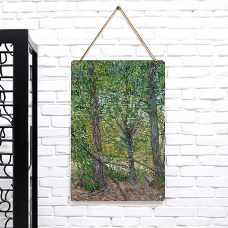 

Hand Painted Forest Landscape Metal Wall Art Modern Home Decor for Living Room 7.9x11.8In(20x30cm)