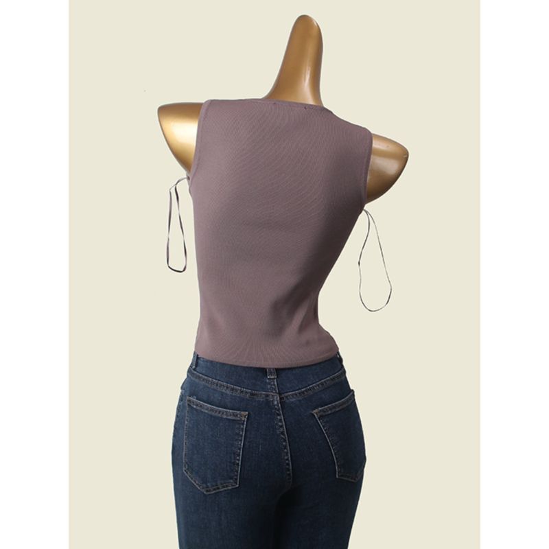 American Style Sexy O-neck Short Vest Foreign Trade Original Order Silm Stretch Sleeveless Summer Outwear Sling Tops