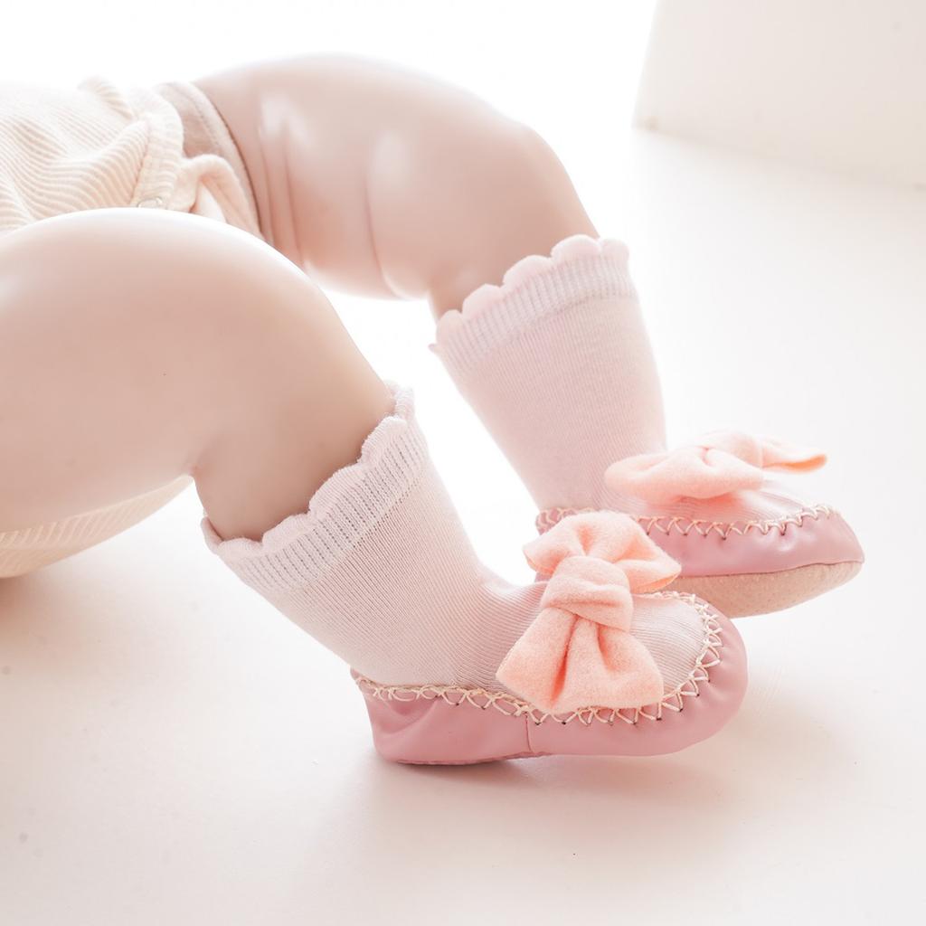 Pudcoco Infant Baby Girls Socks Shoes, Cute Bow Socks Non-slip Socks Soft Lightweight Floor Socks