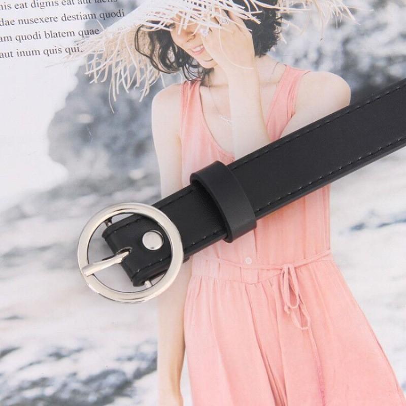 

Stylish Minimalist Women s Denim Pants With Decorative Pendant And Belt For Students A92 Round Black