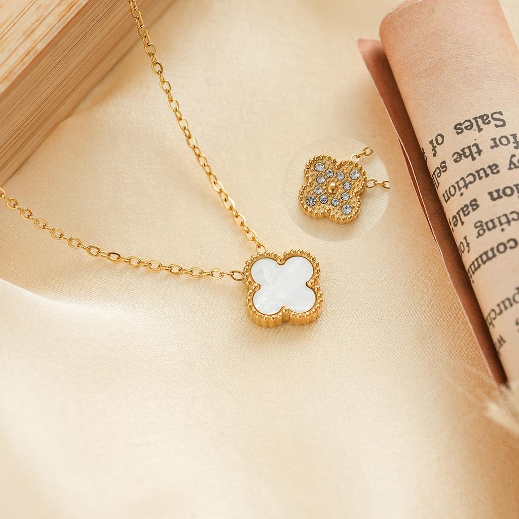 Four-leaf Clover Necklace for Women A Sophisticated Titanium Steel Sweater Chain