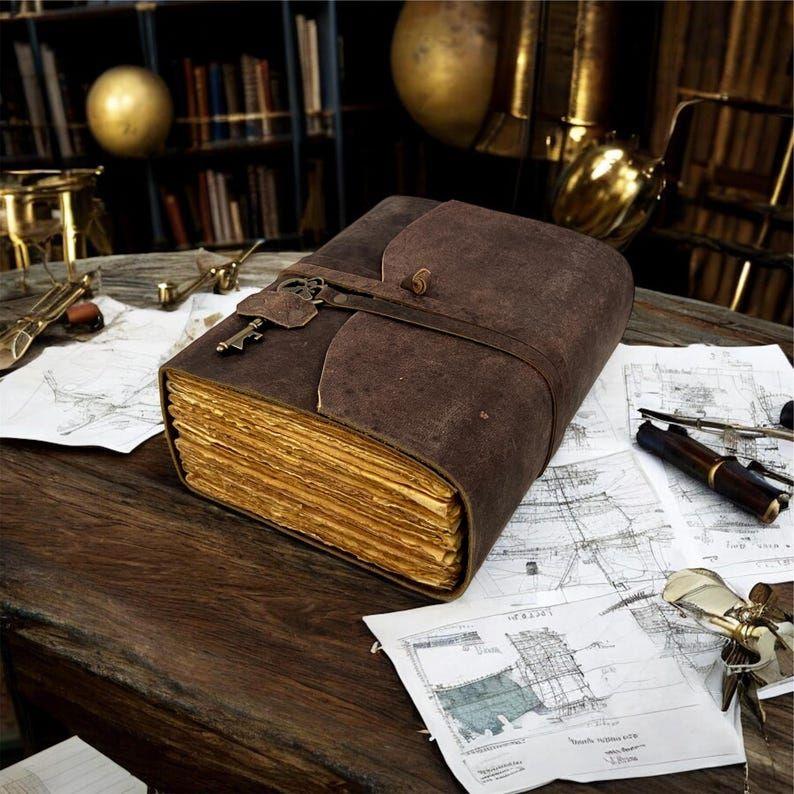 Antique Leather Bound Journal with Key Lock | Handmade Vintage Diary