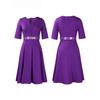 Mlaiscsr Geburtstagsparty Lila Midikleider mit Gürtel Damen Elegant Halbarm A-Linie Afrikanische Gastkleider Abendball Vestidos