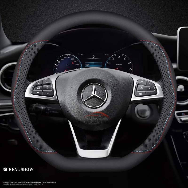 Car Leather Steering Wheel Cover for Mercedes-Benz GLE S GLE GLS G GL CL ML R SL GLK 400 450 500 350 320 580 38cm Accessories