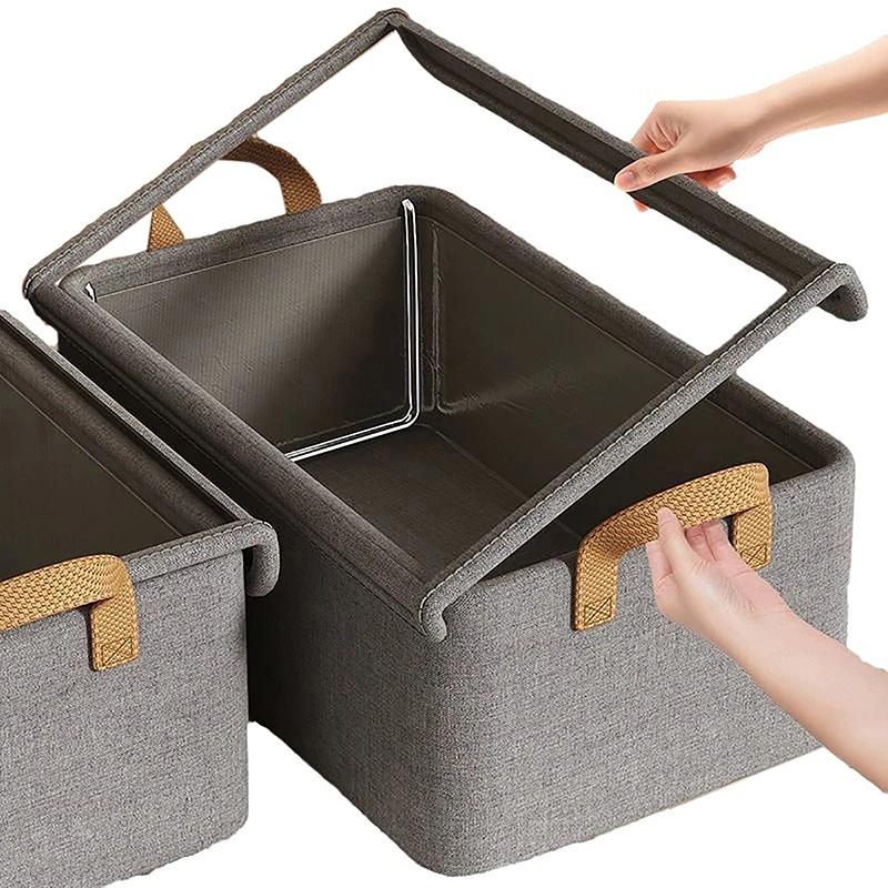 Steel Frame Folding Storage Boxes Dust-proof Moisture-proof Clothes Trousers Socks Home Organization Drawer Wardrobe Storage Box