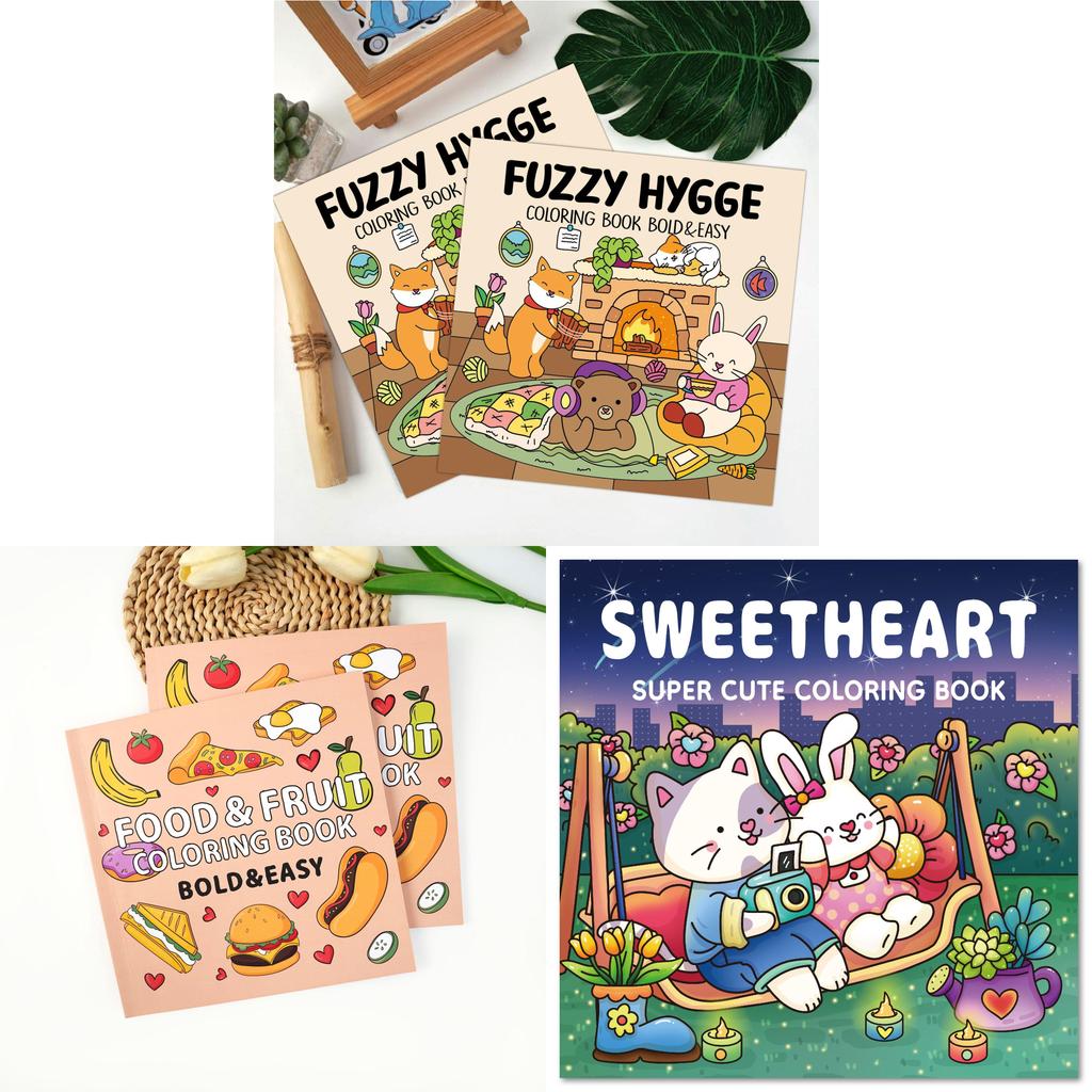 Food And Fruit Coloring Book For Kids With 40 Pages Cartoon Doodles For Children Ages 4 And Up