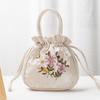 Fashion Women Bucket Bag Summer Purse Top Handle Ladies Handbag Phone Bag Embroidered Flower Drawstring Bag Designer Handbags