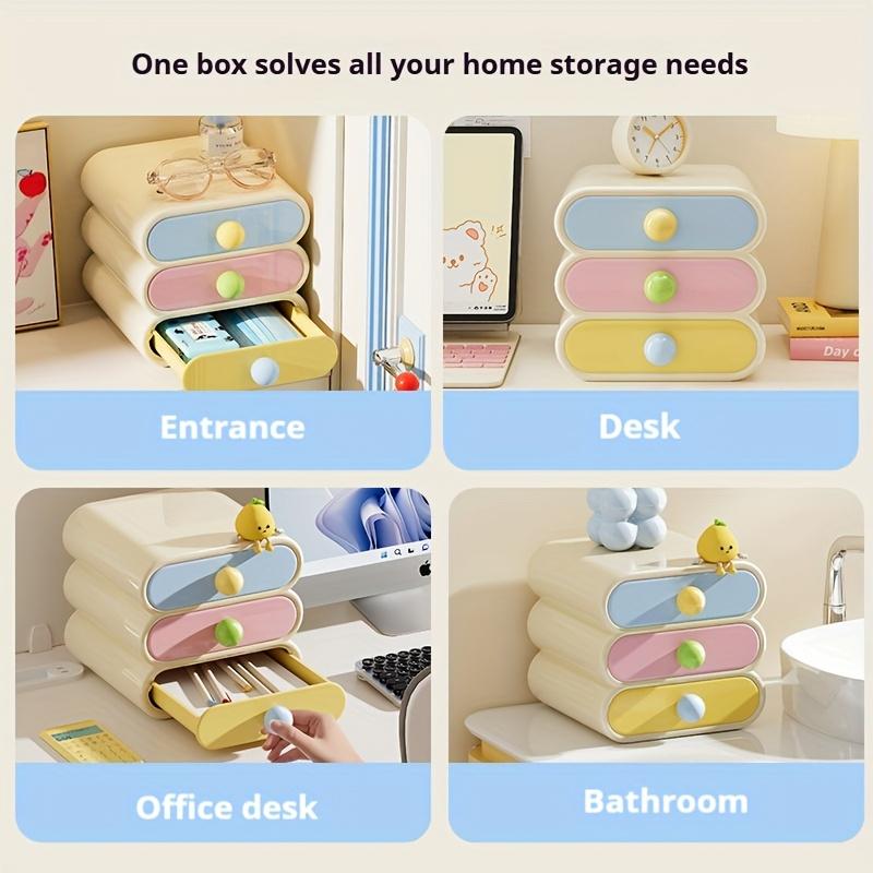Desktop Storage Box Organizer Drawer Stackable Large Capacity Sundry Container Jewelry Case Cosmetic Makeups Dressing Home Desktop Organization