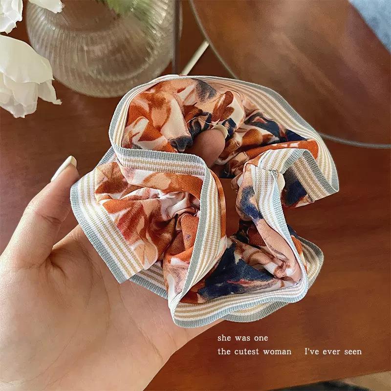 Korean Floral Print Scrunchies Fashion Hairband Hair Rope for Ponytail Holder Elastic Hair Band Sweet Hair Ties Hair Accessories
