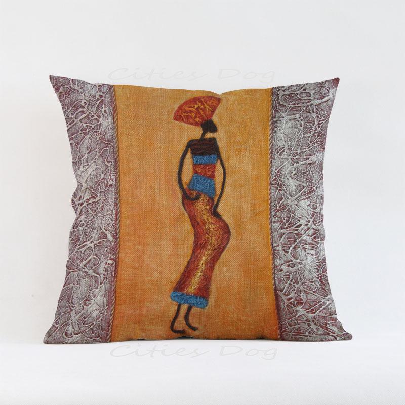 African Woman Painting Cushion Cover for Safe Pillow Case 45x45 Home Decorative Throw Pillow Cover Car Pillow Chair BZ175