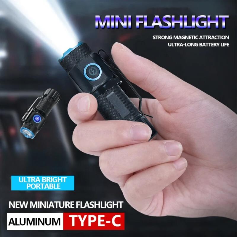 Zoom White Beam Light Long Distance Mini Flashlight Type-C Usb Rechargeable Portable Pocket Torch Home Outdoor 16340 Battery