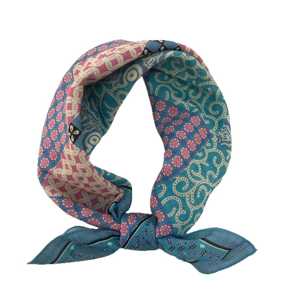 Retro literary and versatile flower silk scarf small square scarf new scarf fashionable versatile foreign style bag head scarf scarf