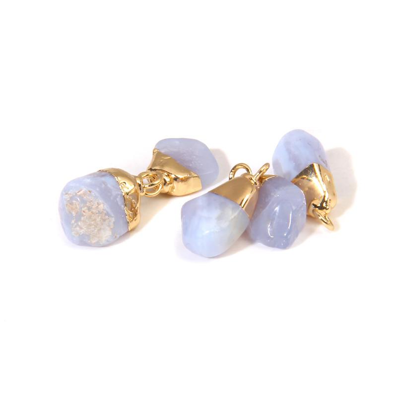 New Fashion Natural Stone Raw Pendants Charm Necklace Irregular Agates Lapis Lazuli Rose White Quartz Charm 5pcs/lot Accessories