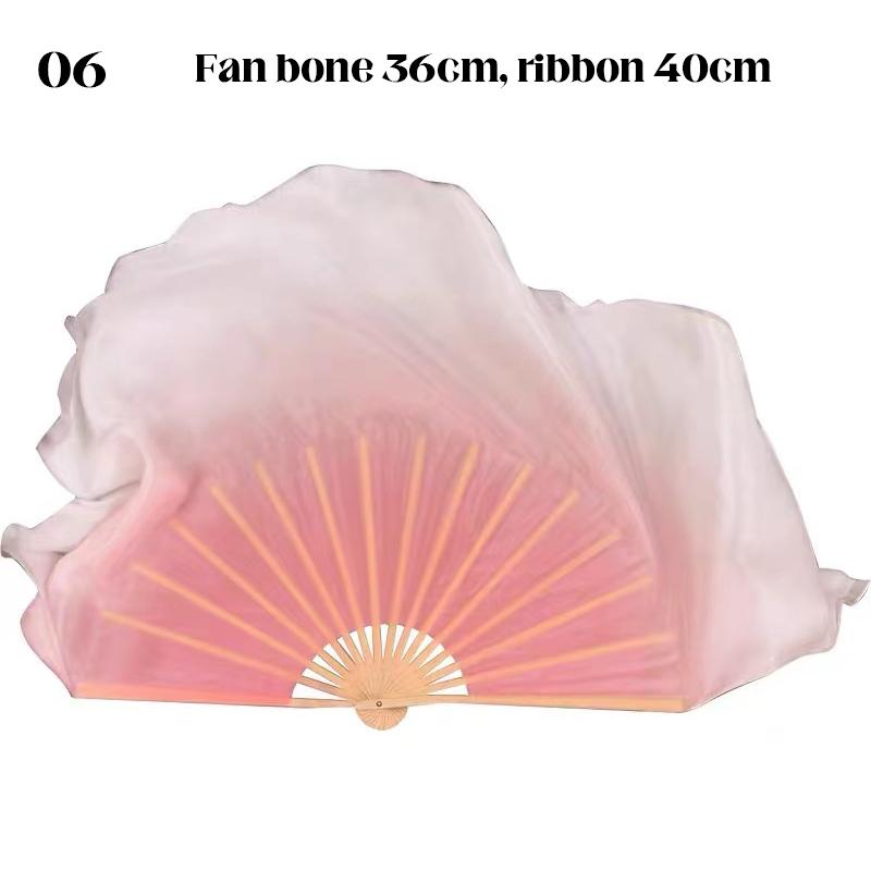 2 Pcs Gradient Pink Silk Bamboo Fan Practice Veils Silk Fan Women  Performance Props Classical Dance Hand Dye Rayon Silk Fans