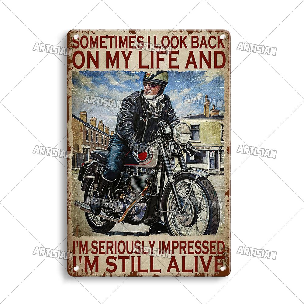 Artisian Motorcycle Metal Poster Motorbike Tin Plaque Racing Riding Decorative Plate Wall Decor Garage Bar Pub Club Hotel Cafe