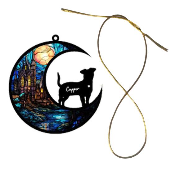 Pamiątkowy łapacz słońca dla psa ze smyczą Spersonalizowany ręcznie robiony łapacz słońca po utracie zwierzęcia Wiszący wisiorek Prezent z wyrazami współczucia