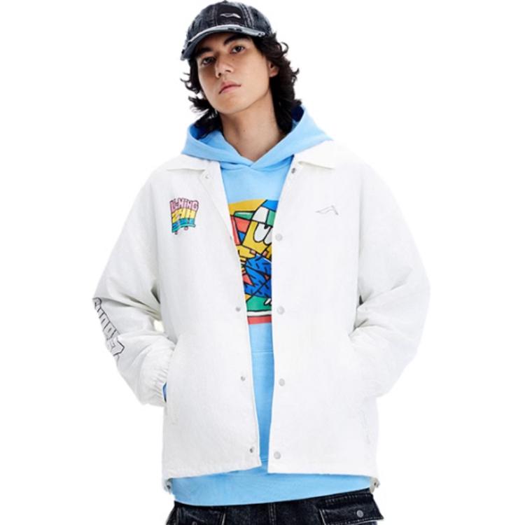 Li Ning Pablo Ientile Kollaboration Cartoon-Muster Bedruckte Polokragen Locker Sportsakko Herrenjacke Off-White AFDU253-3