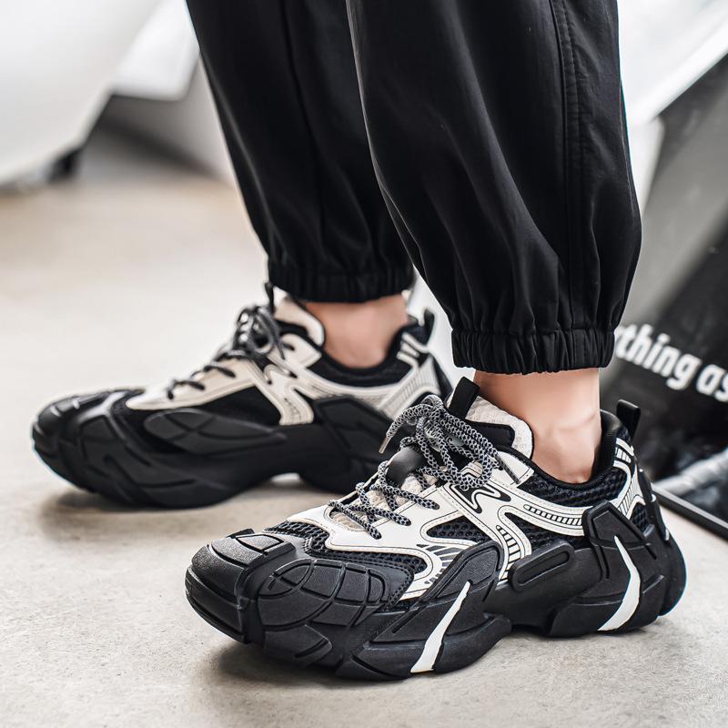 Spring and Summer Mesh Breathable Trendy Shoes, New Thick-soled Trendy Wear-resistant Sports Shoes, Men's Youth Running Sports Shoes