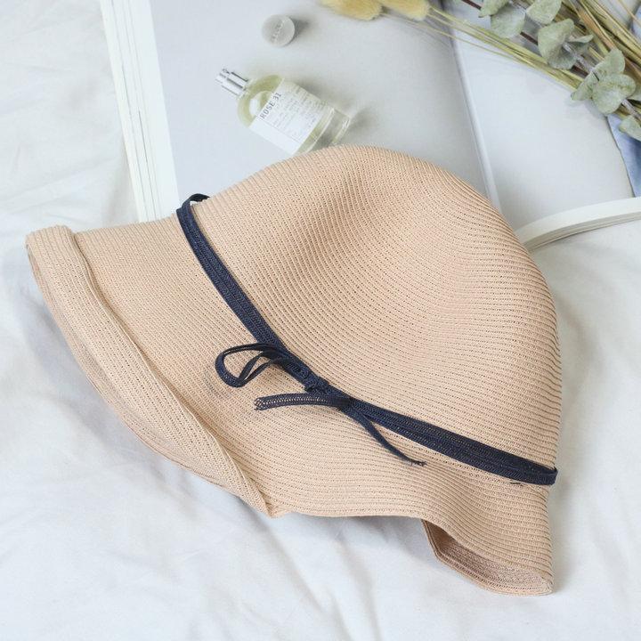 Hepburn wind shade straw hat women's retro foldable basin hat literary fisherman hat simple sun hat casual cool hat