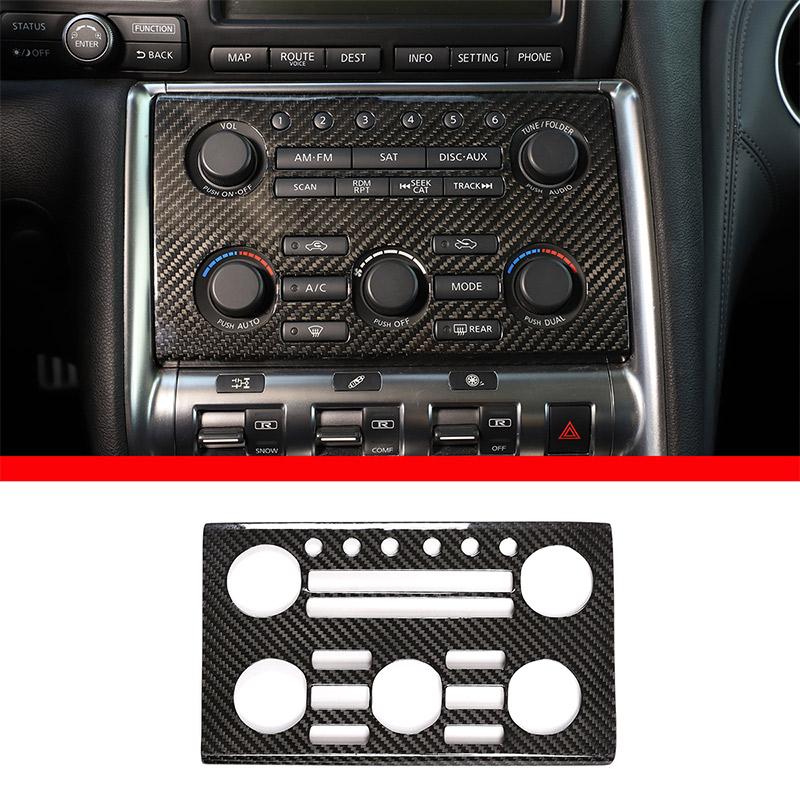 For Nissan GTR R35 Real Carbon Fiber Car Central Control Gear Panel Decorative Frame Central Control Set Sticker Auto Parts