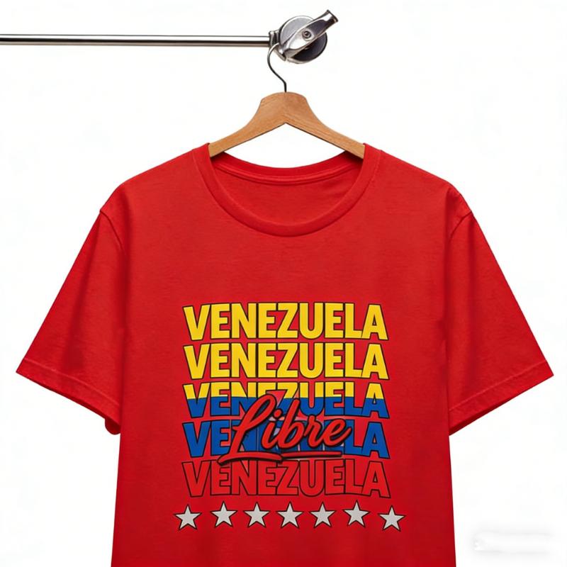 Libre Casual TShirt Design Retro Sports Style Venezuelan Flag Colors Patriotic Graphic Freedom Art Proud Unisex Graphic Tshirts S