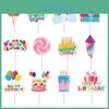 Birthday Happy Cake Toppers With Paper Flags For Party Decoration Set Of 12