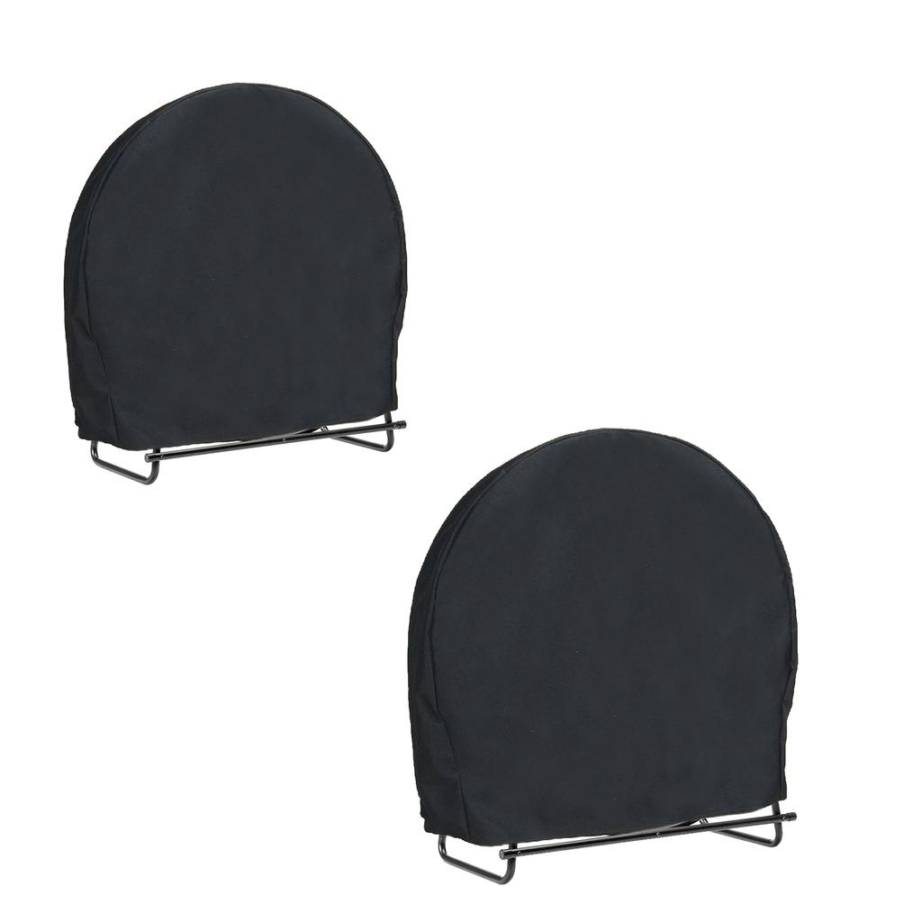 Log Hoop Cover 210D Oxford Waterproof Drawstring Heavy Duty Round Log Rack Cover Black 40 x 24 x 41inch