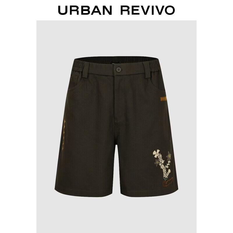 UR2026 Men s Floral Embroidered Casual Shorts 34 темно серый