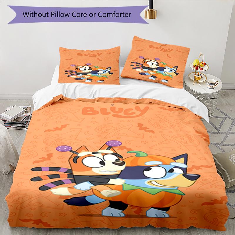 3pcs Bluey Bedding Set Duvet Cover Closure Includes 1 Duvet Cover & 2 Pillowcases, Soft and Comfortable for All Seasons.