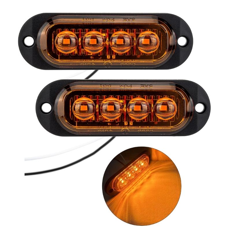 4 Led Truck Trailer Light Front Rear Side Clearance Lamp Waterproof Sealed Surfaces Mounted LED Marker Light