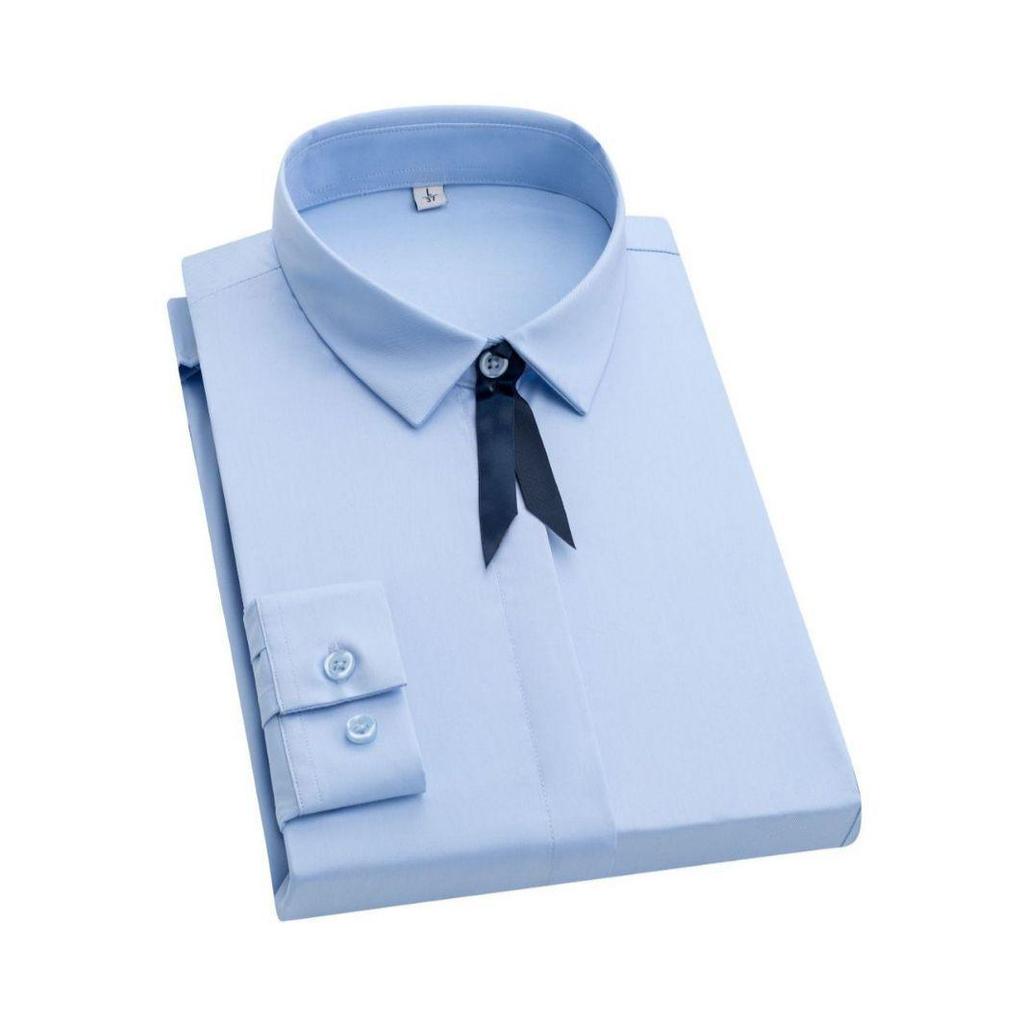 2024 Unisex Bamboo Fiber White Non-Iron Long-Sleeve Shirt: Women's Business Style