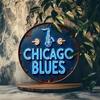 Vintage Chicago Blues Saxophone Neon Tin Metal Wall Art for Home Bar Cafe Decor
