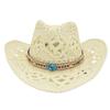 Ethnic Style Hollow Cowboy Hat Tibetan Tibetan Straw Hat Breathable And Cool American Warped Edge Foreign Trade Retro Top Hat