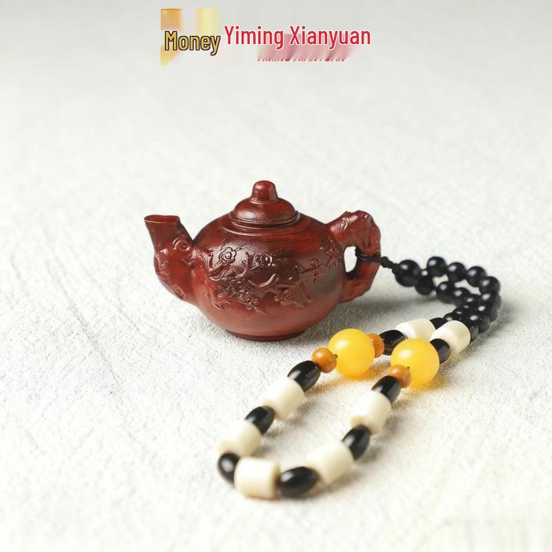 Rosewood Carved Pixiu Ornament: Gourd & Dragon Turtle Handicraft