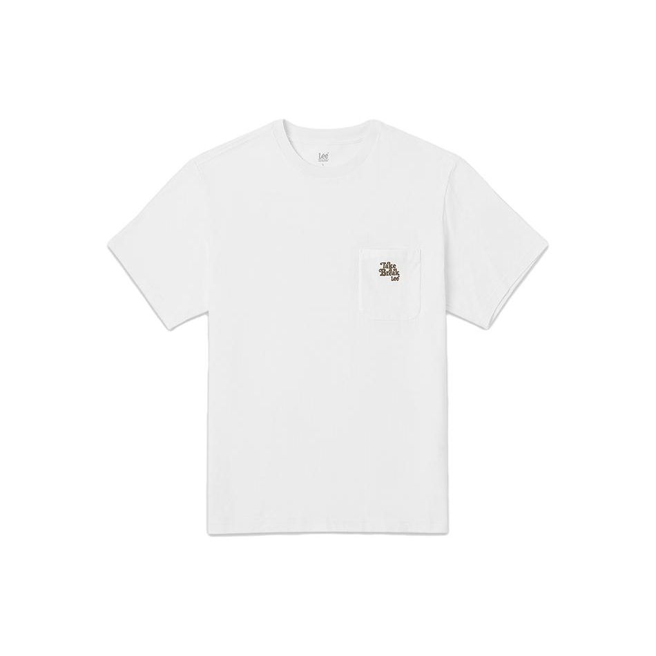 Logo Round Neck Pocket Loose Short Sleeve T-Shirt Men tops White LMT0015964DR
